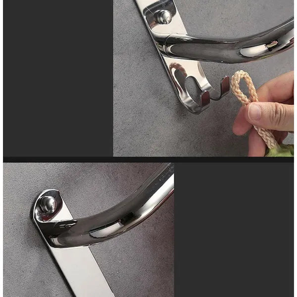 Fém törölközőtartó dupla sín, 60 cm, ezüst színű