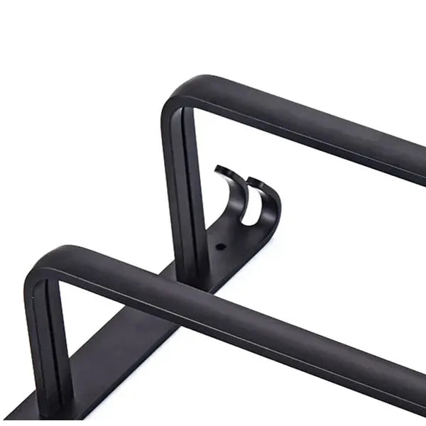 Fali törölközőtartó loft stílusban, fekete alumínium, 60 cm, 2 kar, 4 kampó