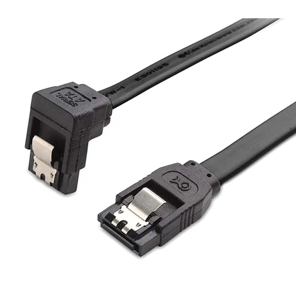 Derékszögű SATA III adatkábel, 45 cm, 6 Gb/s, fém rögzítő