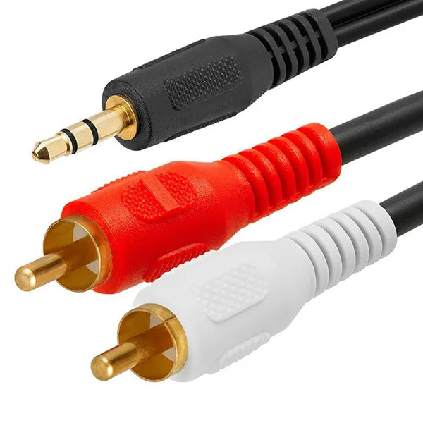 3,5 mm jack – 2x RCA (cinch) sztereó audio kábel, 1,25 m, aranyozott
