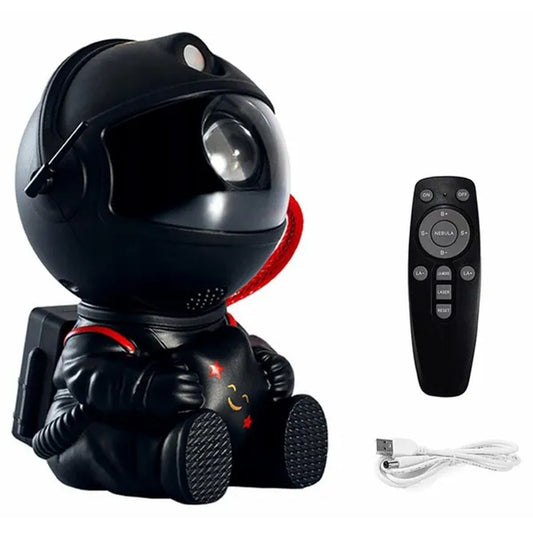Űrhajós formájú csillagprojektor távirányítóval, USB töltés, fekete
