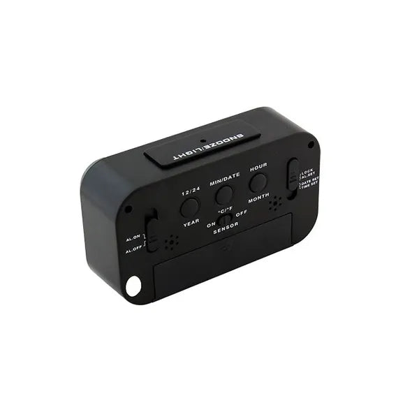AK240A digitális LCD ébresztőóra, kék háttérvilágítás, hőmérő, fekete