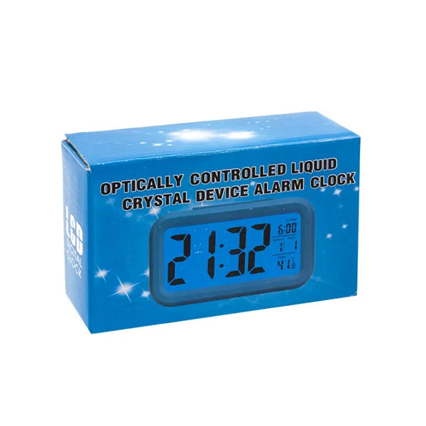 AK240A digitális LCD ébresztőóra, kék háttérvilágítás, hőmérő, fekete