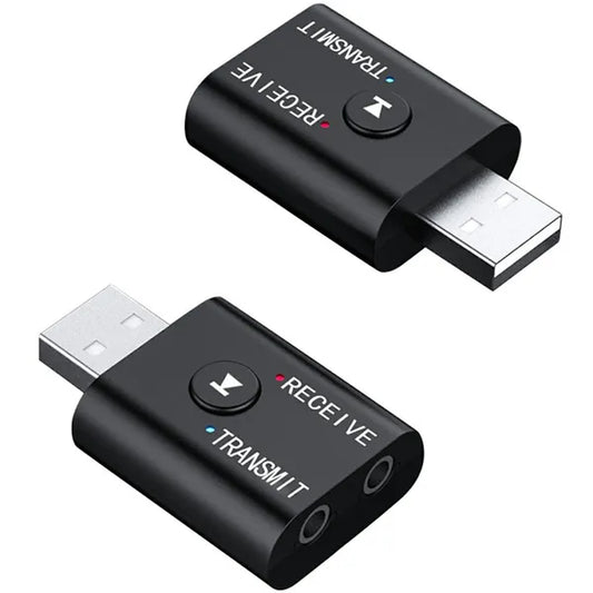 Bluetooth 5.0 adó-vevő, 2-az-1-ben, 3,5 mm jack, USB, fekete