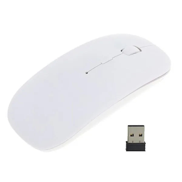 Vezeték nélküli slim optikai egér USB vevővel, fehér, 800-1600 DPI