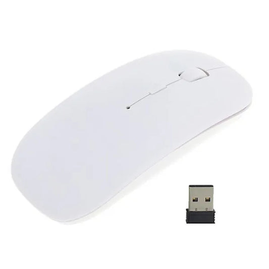 Vezeték nélküli slim optikai egér USB vevővel, fehér, 800-1600 DPI