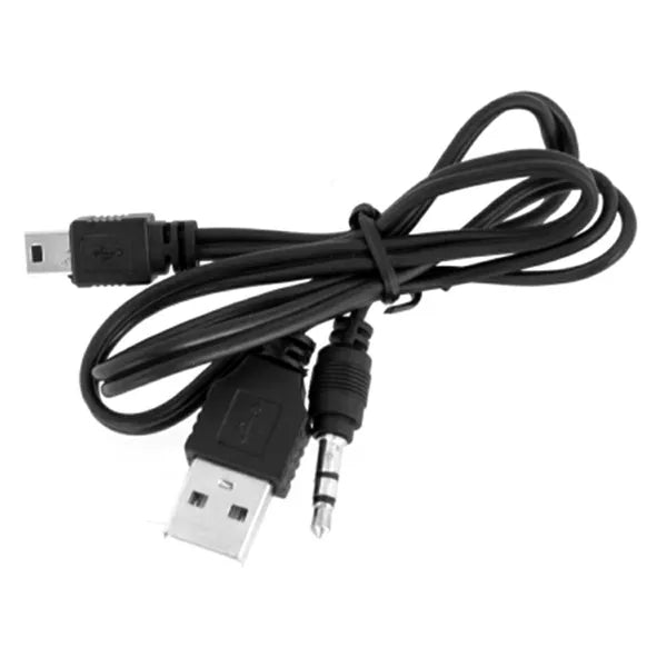 Mini USB–USB + 3,5 mm jack adapterkábel, 50 cm, fekete