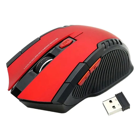 Vezeték nélküli gamer egér, 2.4 GHz, 1600 DPI, 5 gomb, piros-fekete