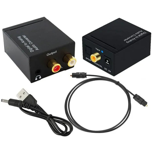 Digitális–analóg audio konverter Toslink/Coaxial SPDIF – 2×RCA &amp; 3,5 mm Jack USB