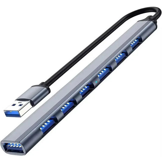 Slim 7 portos USB hub (1×USB 3.0, 6×USB 2.0), busz-táplált, grafitszürke