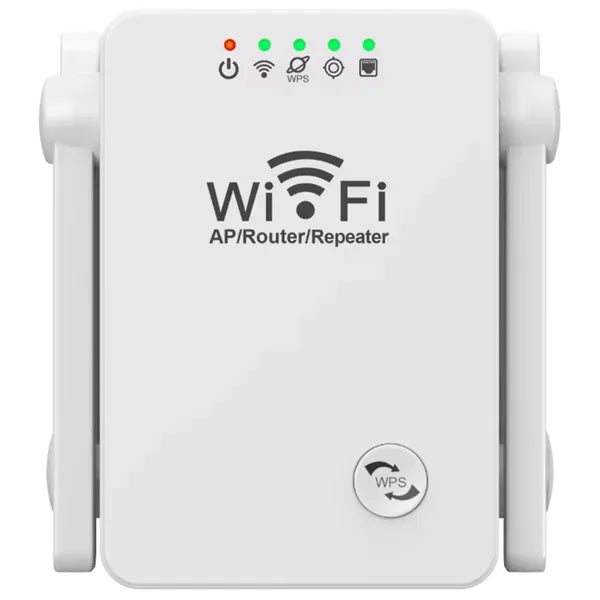 Wi-Fi jelismétlő, 2,4 GHz, 300 Mb/s, 4 állítható antenna, RJ45, WPS
