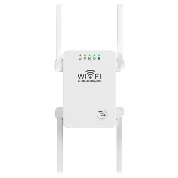 Wi-Fi jelismétlő, 2,4 GHz, 300 Mb/s, 4 állítható antenna, RJ45, WPS