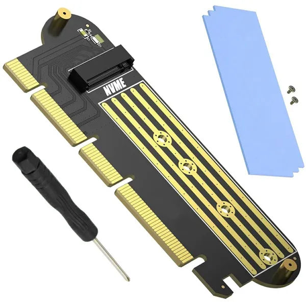 PCIe x16–M.2 NVMe SSD adapter, 64 Gb/s, 2230-2280, fekete