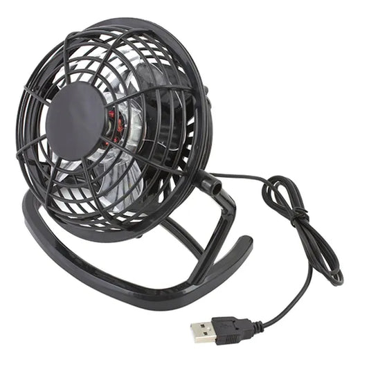 Asztali USB ventilátor 9,6 cm, csendes, kapcsolóval, állítható, fekete