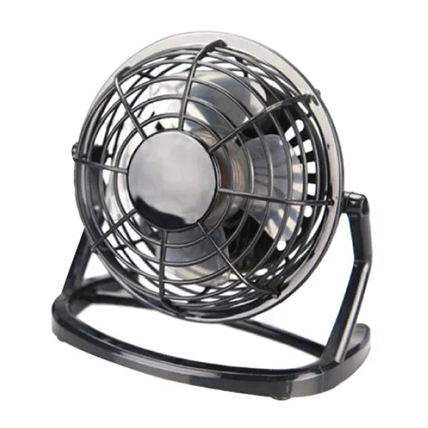 Asztali USB ventilátor 9,6 cm, csendes, kapcsolóval, állítható, fekete