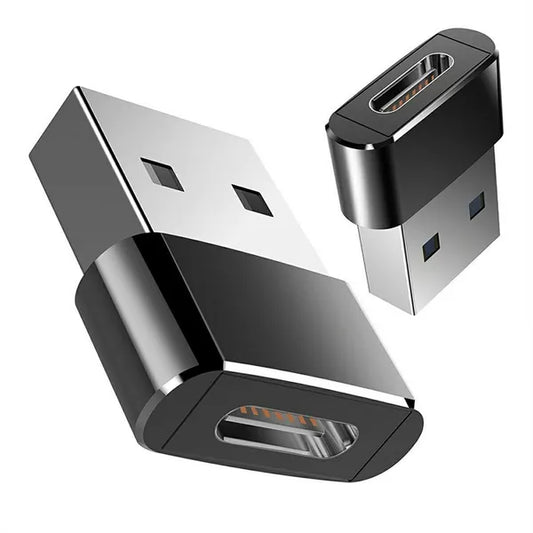 Fekete alumínium USB-C (aljzat)–USB-A (dugó) OTG adapter, 2 cm