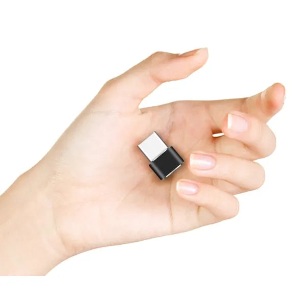 Fekete alumínium USB-C (aljzat)–USB-A (dugó) OTG adapter, 2 cm
