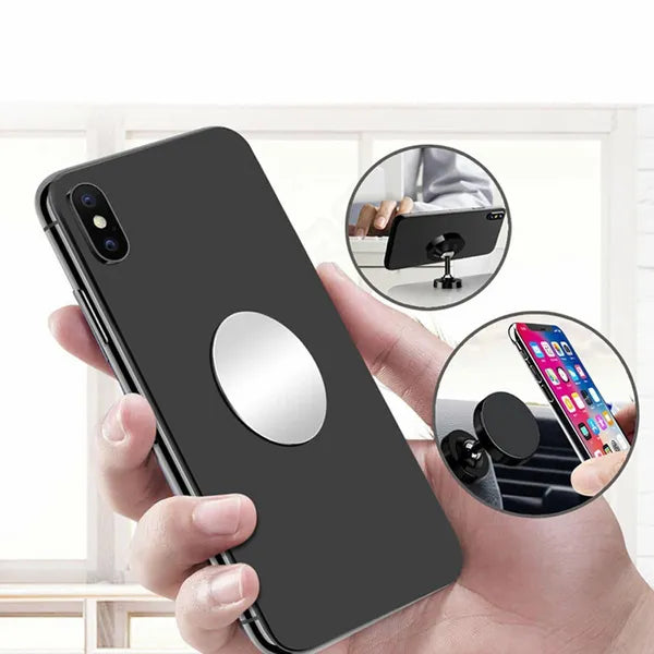 Mágneses telefontartóhoz acél lemezpár, kör & téglalap, 0,6 mm ezüst