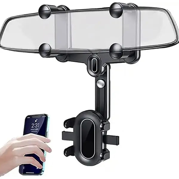 Univerzális autós telefon- és tablet-tartó visszapillantó tükörre, 360°