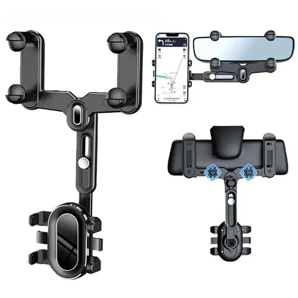 Univerzális autós telefon- és tablet-tartó visszapillantó tükörre, 360°