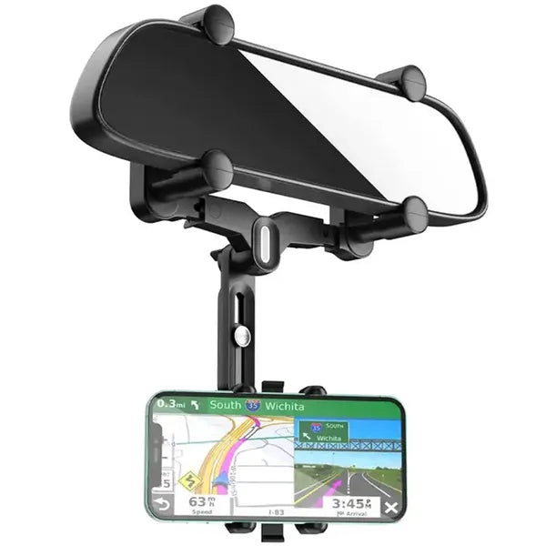 Univerzális autós telefon- és tablet-tartó visszapillantó tükörre, 360°