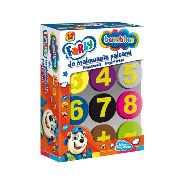 Bambino ujjfesték készlet 12 élénk színnel, 15 ml-es bélyegzős tégelyek