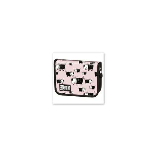 Rózsaszín kétfedeles, egyrekeszes iskolai tolltartó 21×14×3,5 cm