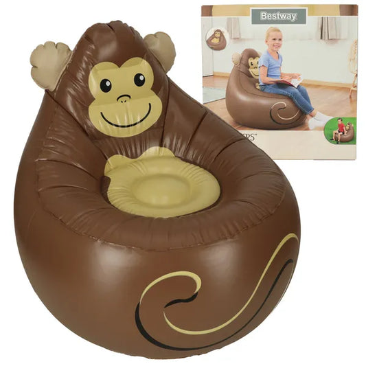 Bestway 75116 felfújható gyermek fotel majom mintával 72x72x64 cm, 70 kg