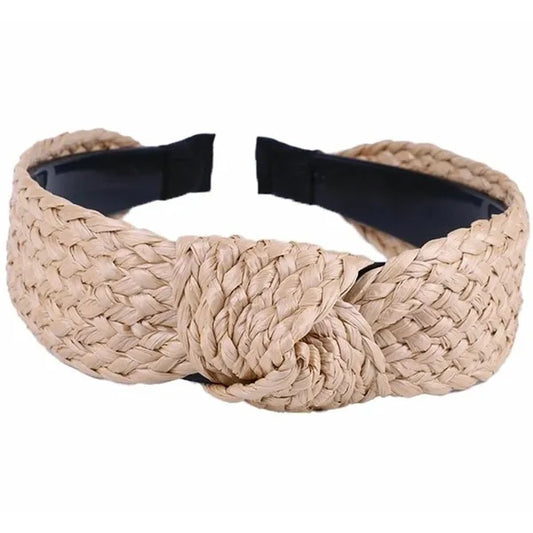 Rattan hajpánt dekoratív csomóval, 4 cm széles, univerzális méret