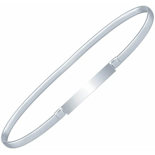 Rugalmas vékony fém öv, ezüst, 70 cm, 1 cm széles, 68-100 cm derékra