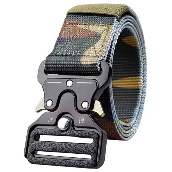 Taktikai állítható vászon öv 131 cm x 3,8 cm, QR csat, camo