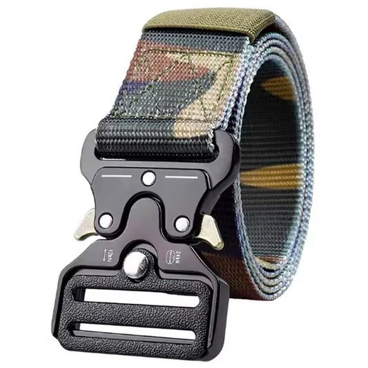 Taktikai állítható vászon öv 131 cm x 3,8 cm, QR csat, camo