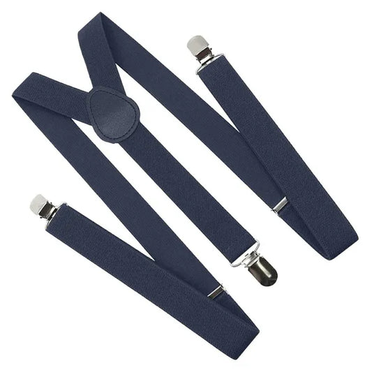 Y fazonú, 3 csatos uniszex nadrágtartó, sötétkék, M–XL, 2,5 cm
