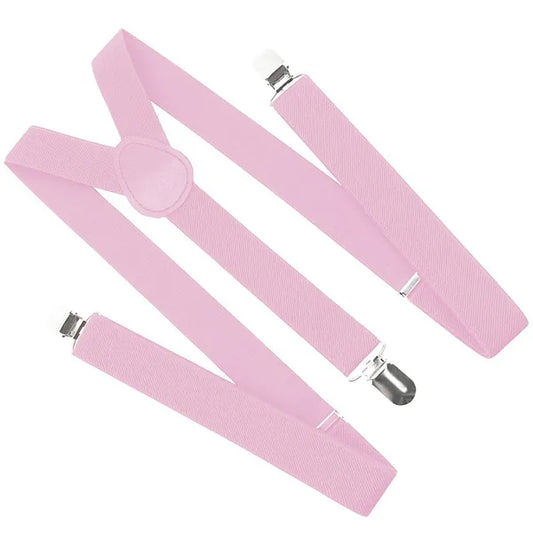 Uniszex rózsaszín Y nadrágtartó 3 csattal, 2,5 cm, M-XL