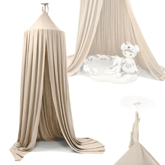 Bézs függő baldachin gyerekszobába, 70 cm átmérő, 290 cm hossz