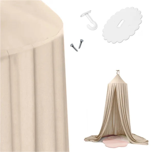 Bézs függő baldachin gyerekszobába, 70 cm átmérő, 290 cm hossz