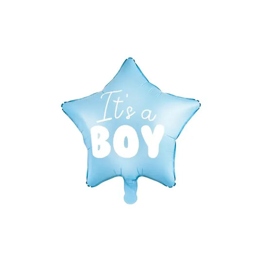 Fiús baby shower fólia csillag lufi „It's a boy”, világoskék, 48 cm