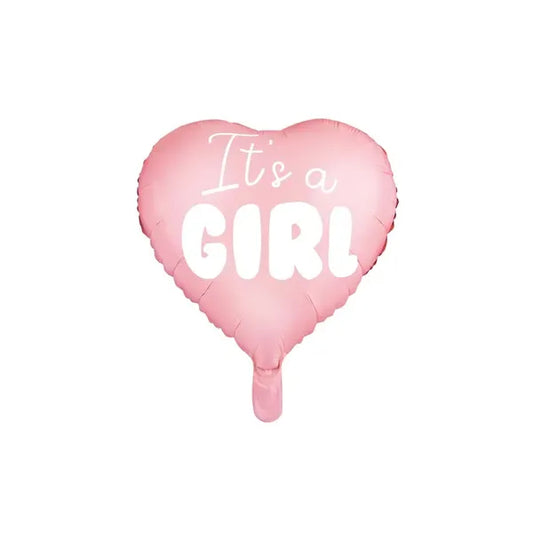 Szív alakú fólia lufi „It's a girl”, rózsaszín, 45 cm