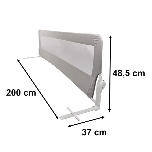 Összecsukható ágy leesésgátló rács, 200 cm, szürke