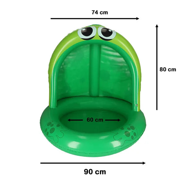 Felfújható békás gyerekmedence napellenzővel, 95 cm