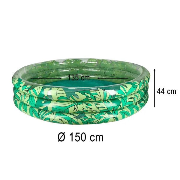 Gyerek felfújható medence, 3 gyűrű, leveles, 150 cm