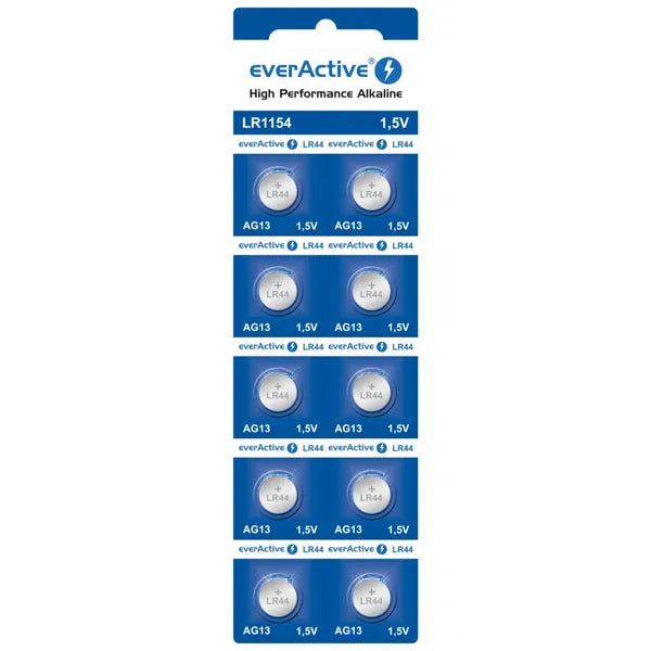 EverActive LR44 (AG13) 1,5 V alkáli gombelem, 10 db blister