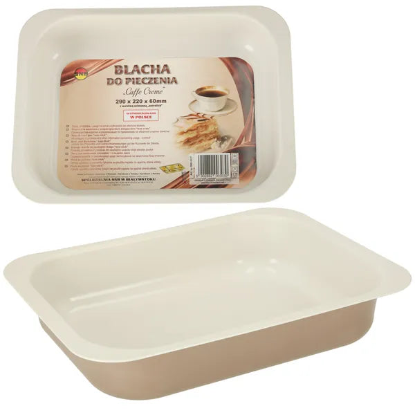 Tapadásmentes acél tepsi 29×22×6 cm, barna–ecru szín