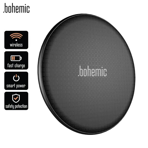 Bohemic 10W Qi vezeték nélküli töltőpad, 6.3 mm, LED jelző