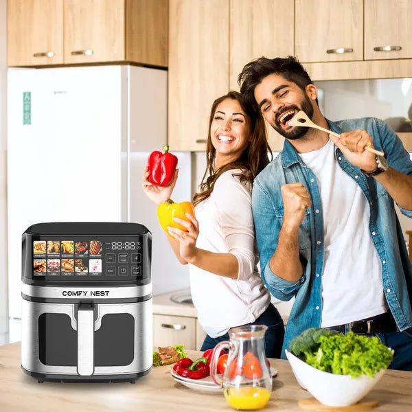 CN-06160 digitális forrólevegős sütő, 8 l, 1700 W, betekintő ablakkal