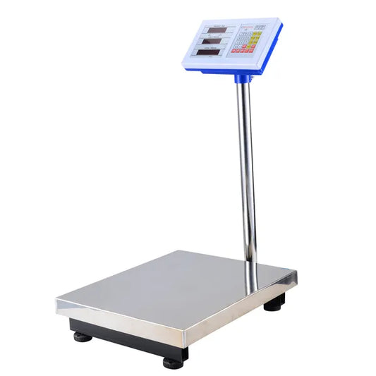 Digitális rozsdamentes acél platformmérleg 300 kg-ig, akkumulátoros