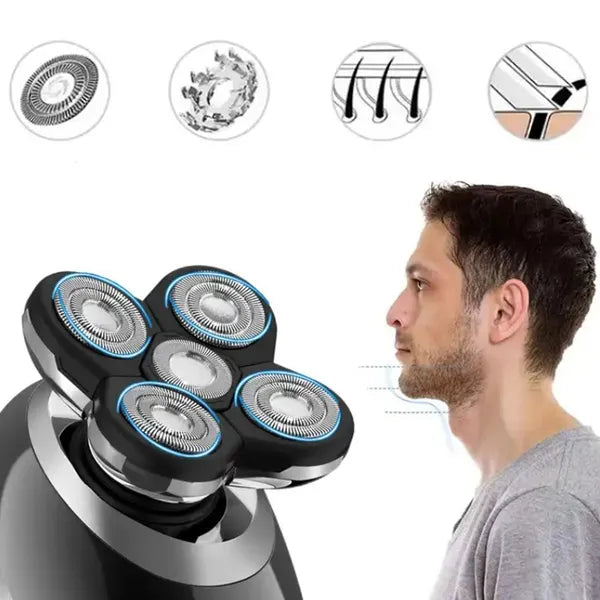 5 az 1-ben elektromos fejborotva haj- és szakállvágóval, LCD, 90 perc, USB