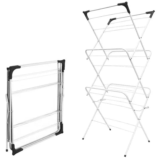 Összecsukható, 3 szintes függőleges ruhaszárító, 145 cm, acél