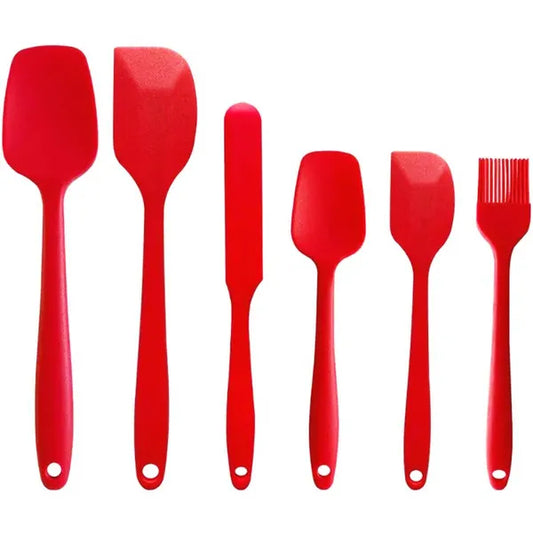 6 részes szilikon konyhai eszközkészlet piros, 20–27 cm