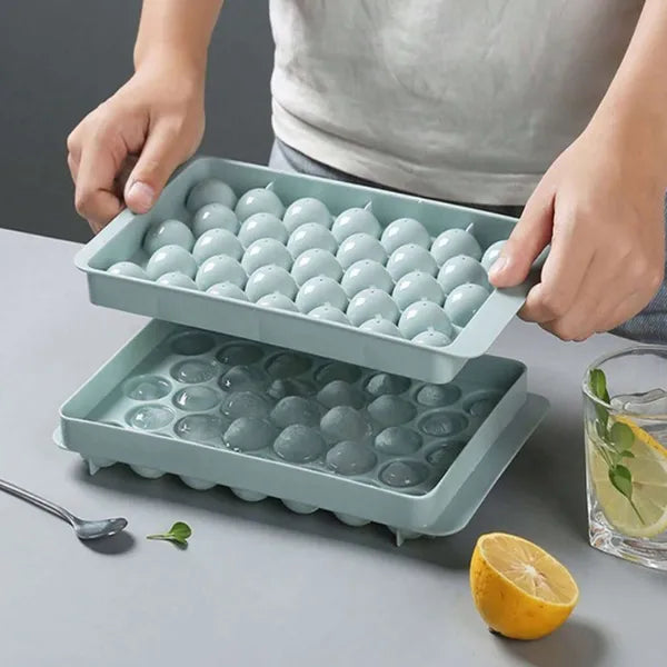 Mini jégkocka és praliné forma tetővel, 33 kocka, kék PP